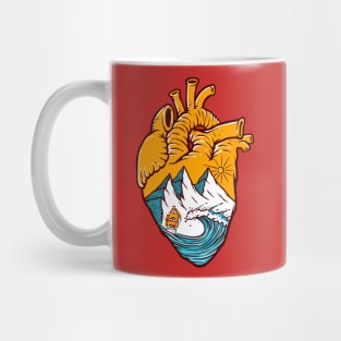 Sailing In Heart Illustration Mug